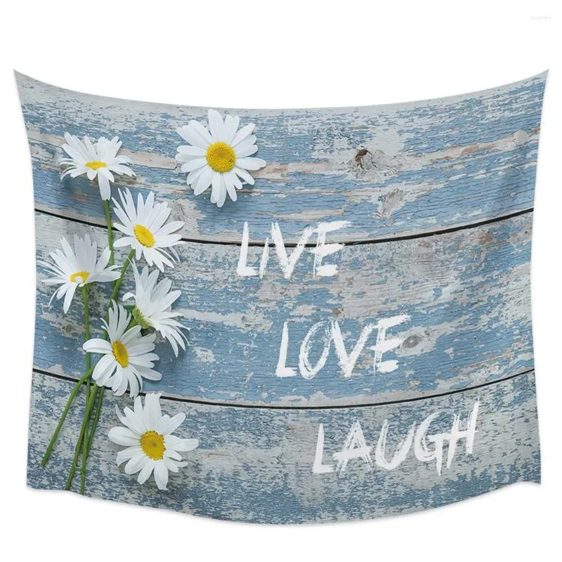 Tapestries Daisy Bloem houten textuur bedrukt grote tapijt hippie muur hangende boho room art decor esthetische matten plaatdeken