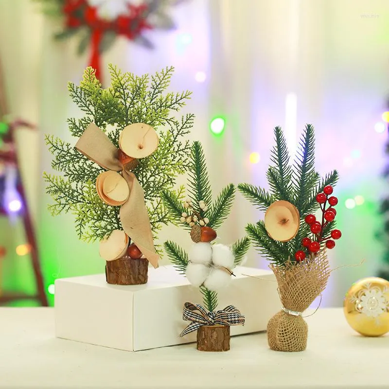 Décorations de Noël 25CM Ornements Bureau Fenêtre Mini Arbre Décoration Plante En Pot Festival Scène