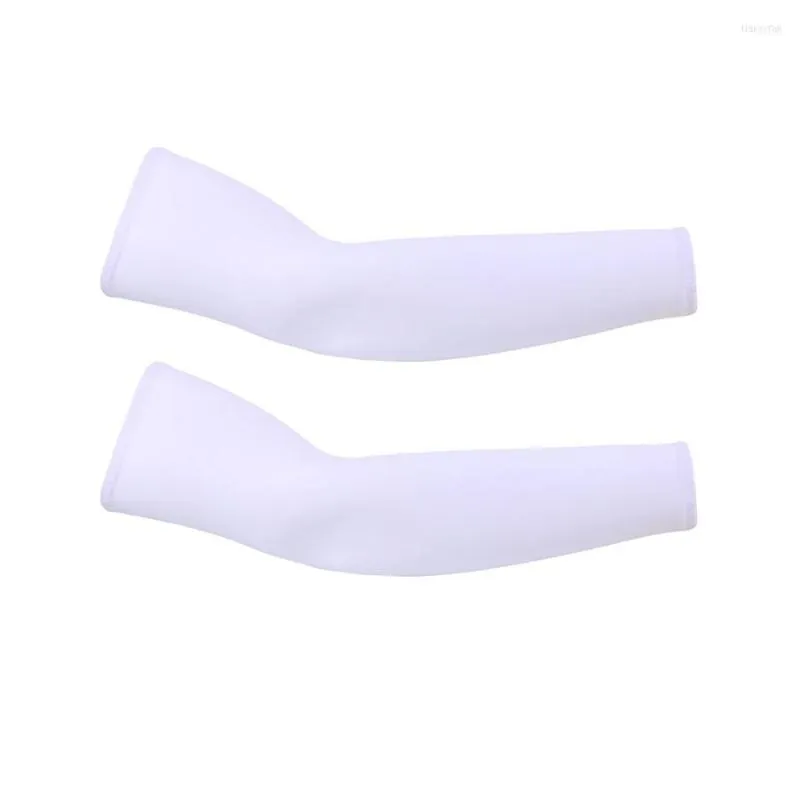 Genouillères de cyclisme, manches de bras, en Spandex extensible blanc, Mangas Para Brazo, chauffe-course, manches de sport de plein air, protection solaire