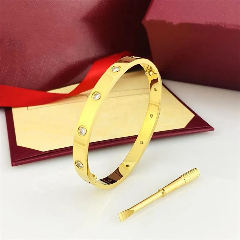 Bracelet de bracelet à vis Love Bracelets de luxe Bijoux Femmes Bangle Classic CA Titanium Allaire Allaire Gold Color Color Gold / Silver / Rose Never Fade pas allergique 8