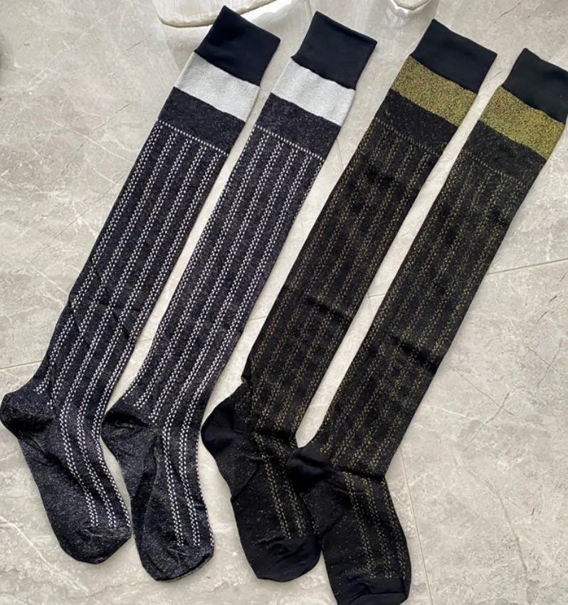 Дизайнерские хлопковые чулки носки для женщин роскошные буквы Long Designer Gold Tride Sock Средний чулок Женский осенний зимний черный рождественский подарки