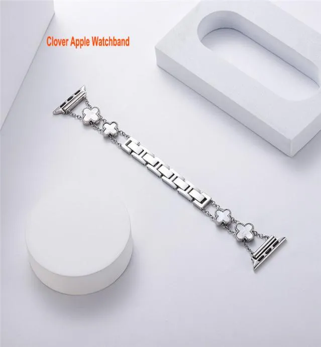 Cztery Smart Straps Clover Clover for Apple Watch 41 mm 40 mm 38 mm 45 mm 44 mm 42 mm kobiety luksusowe bling diamentowy stal nierdzewna branslacja 6543055