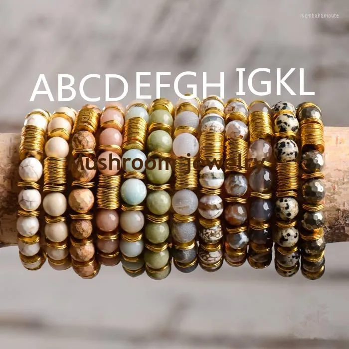 Charm-Armbänder im Boho-Chic-Stil mit Rüschen, verwaschenem Stein, Strech-Armband, goldene Wellenperlen