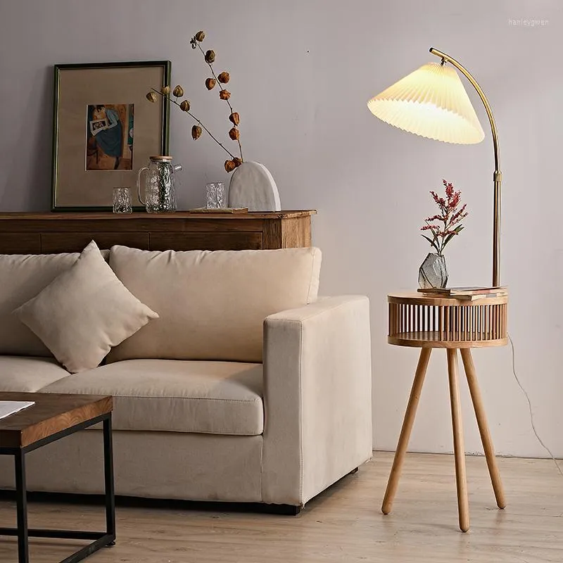 Floor Lamps Solid Wood Led Living Room Sofa Side Corner Standing Lamp Bedroom Bedside Light Decorative Table Lights