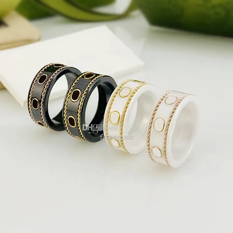 Luxurys designers Letter Ceramics Rings for Mens Womens Fashion Designer Extravagant Letters Par Ring smycken Kvinnor M￤n Br￶llop H￶gkvalitativ