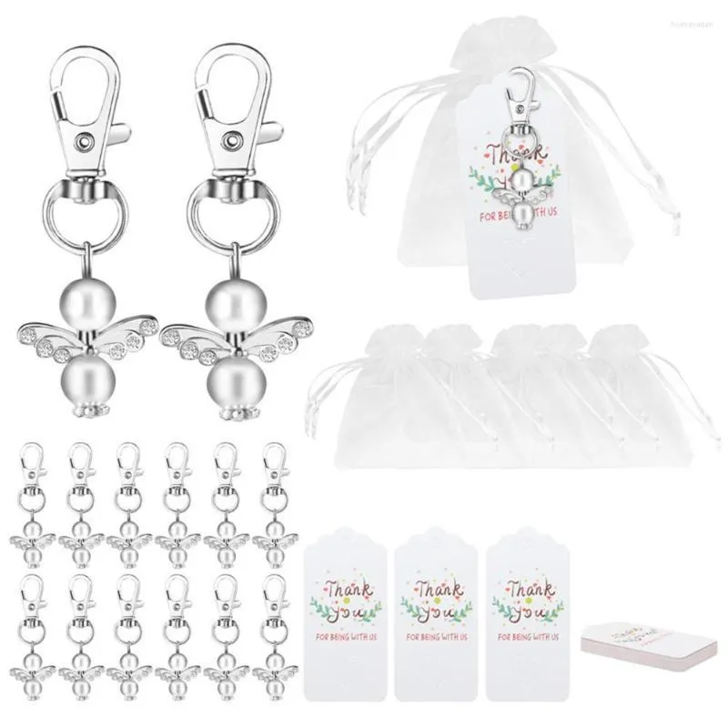 Party Favor 20sts Gift Decor Angel Shape Keychain för bröllopsfödelsedag Baby Baptism Commonion Jul dekoration