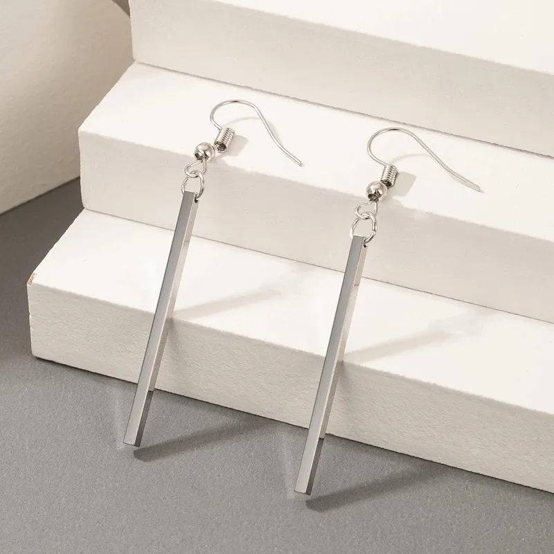 Dangle & Chandelier Simple Stick Drop Earrings for Women New Trendy Silver Color Geoemtry Dangle Earring Wedding Jewelry pendientes