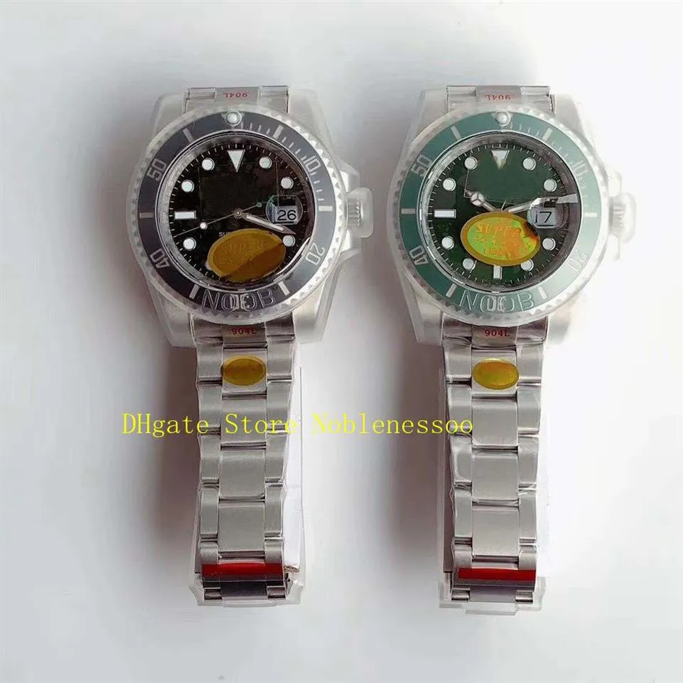 2 Style V12 Top N Factory Automatic Watch Men's ETA 2836 Movement 904L Steel Mens 40mm Black Green Ceramic Bezel Sapphire Gla186Z