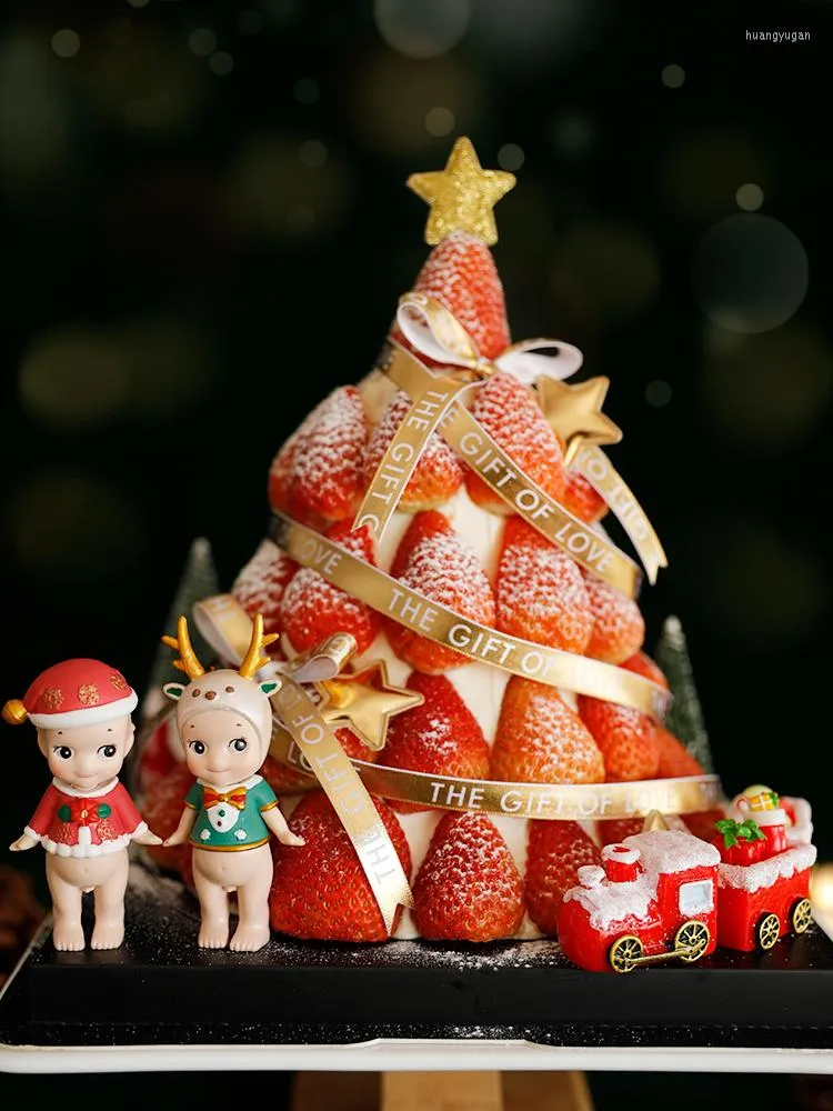 Festive Supplies Christmas Decoration Tools Angel Doll Cake Topper Antlers Table Dress Up Ffigure Shiny Star Insert Plug Party Ornaments