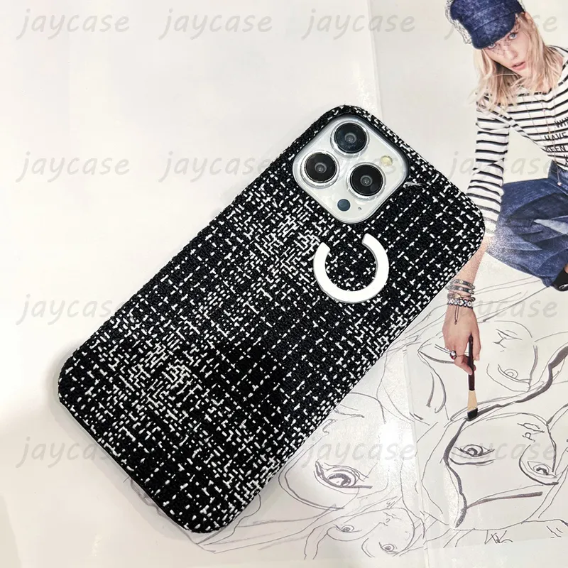 Tissu de luxe à tricoter Cas de téléphone Cas de concepteur Mode Blanc C Lettres Phonecase Couverture antichoc pour iPhone 14 Pro Max Plus 13 12 11 Hot