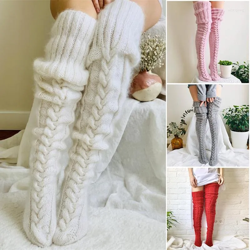 Sportsocken Damen gestrickte Oberschenkelhohe Strümpfe über dem Knie Lange elastische Beine Strumpfhosen für den Winter Herbst ED889