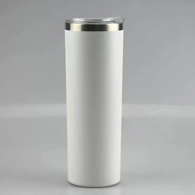 20oz skinny tumbler with rim 20oz powder coated stainless steel skinny cup with lid straw vacuum insulated coffee mug water bottle 