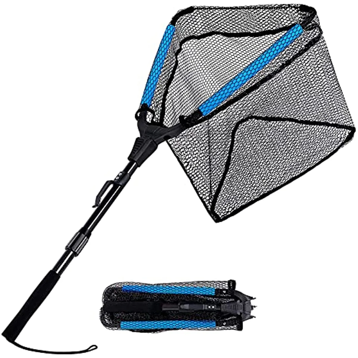 Fishing Net Fish Landing Net Foldable Collapsible Telescopic Pole Handle Durable Nylon Material Mesh Safe Fish Catching or Releasing