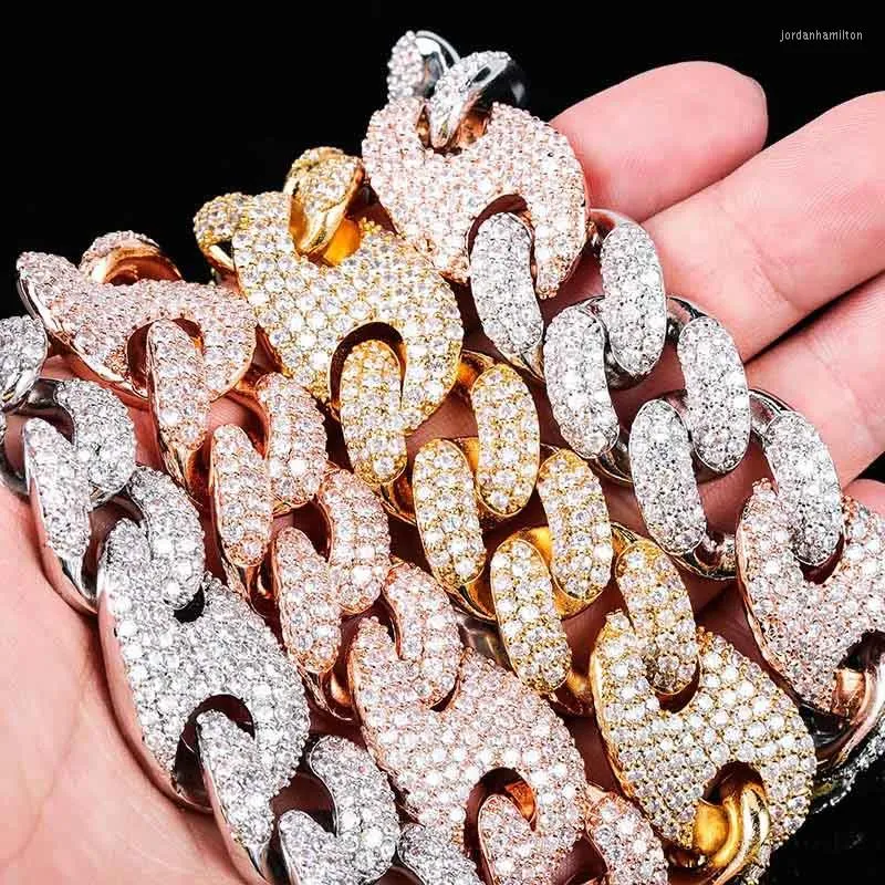 Pulseiras de charme 20mm miami bloqueio clasp cubano link dourado prateado pulseira de pulseira gelada cubic zircon bling hip hop para homens jóias femininas presentes