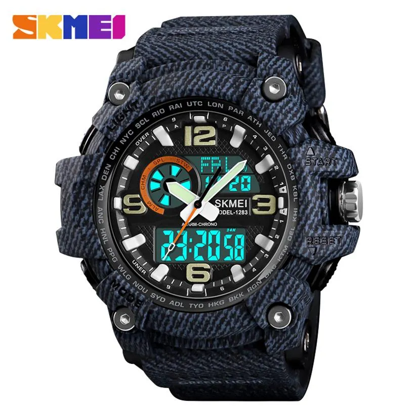 Skmei Top Brand Luxury Sport Watch Men Military 5Bar Waterproof Quartz Watches Dual Display Armswatches Relogio Masculino 1283289V