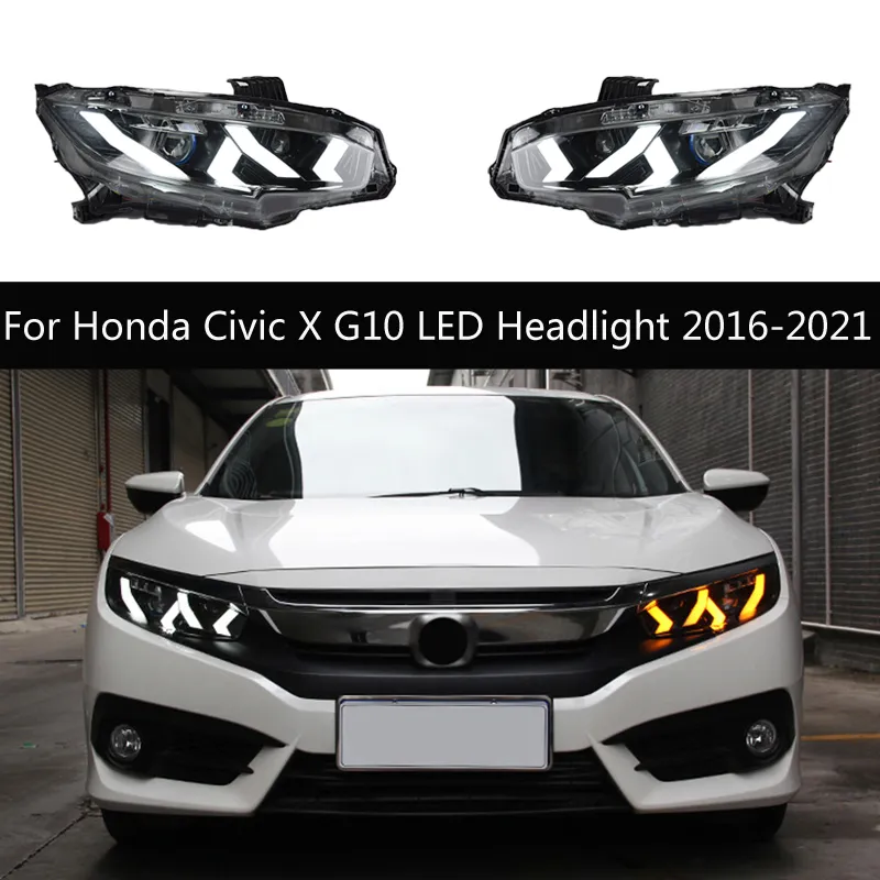 Luzes de corrida diurnas para os far￳is do carro para Honda Civic X G10 LEVO LELTURO LIVRAS DￍVIL DￍVIL DￍVIL SINAL