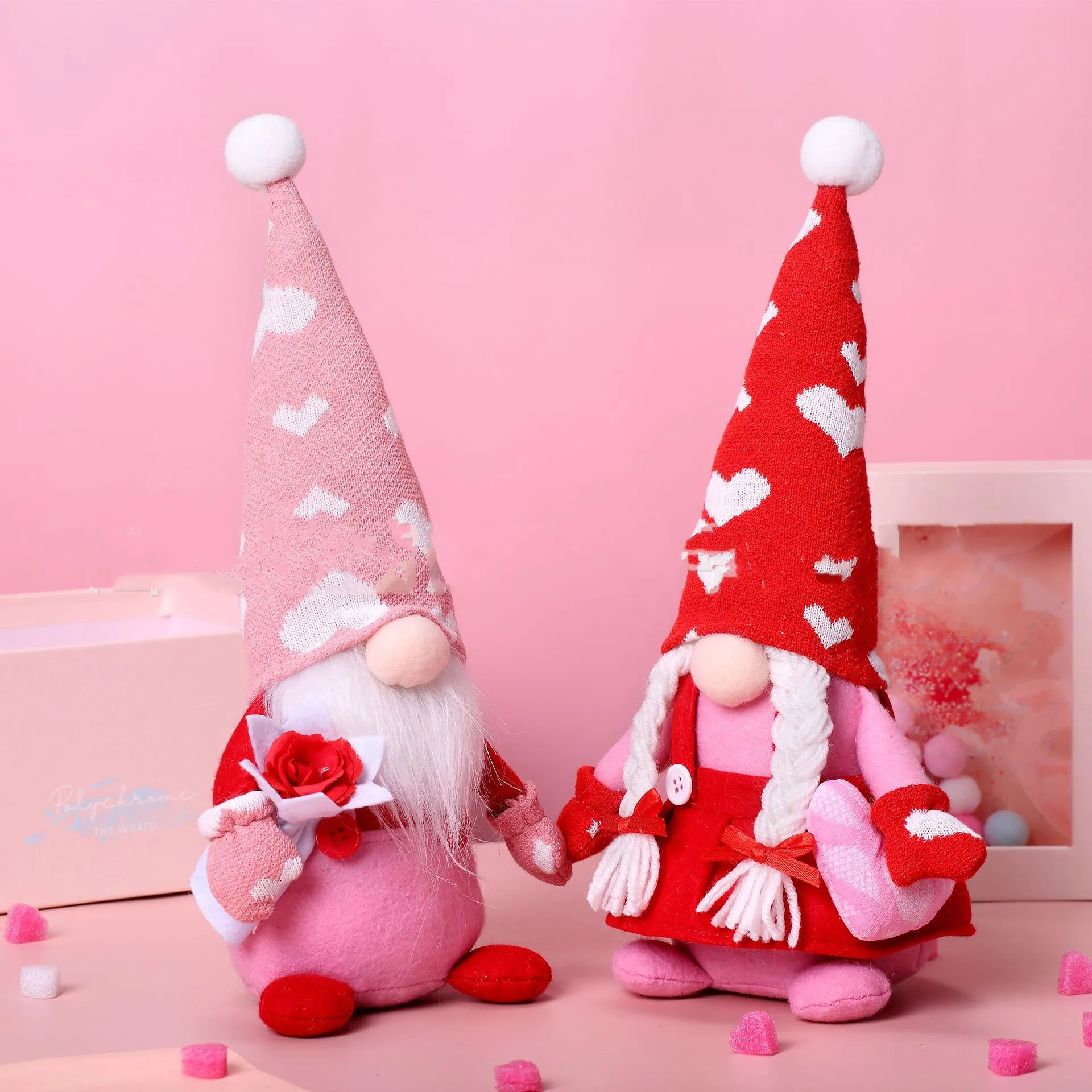 2023 nouveau cadeau de saint valentin poupée en peluche sans visage nain Rose amour gobelin Couple mignon poupée ornement