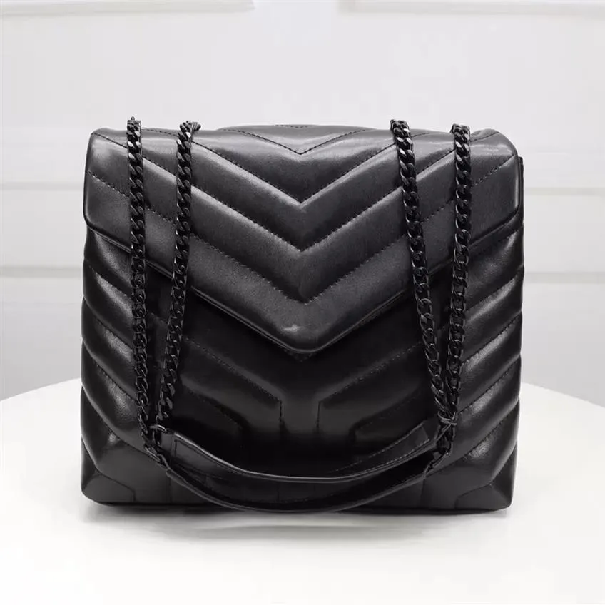 Designer-Umhängetaschen, quadratisch, fett, LOULOU-Kette, echtes Leder, Damen-Handtaschen mit großem Fassungsvermögen, 25 cm und 32 cm, gesteppter Messenger B204I