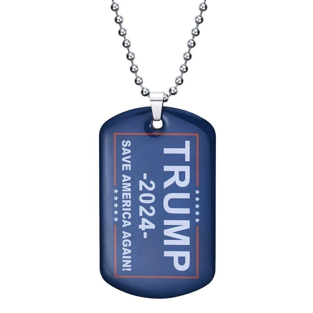 Trump Necklace Party Favors Us President Election Flag Pendant roestvrijstalen tags Ik ben terug Keyring 5 Style RRC601