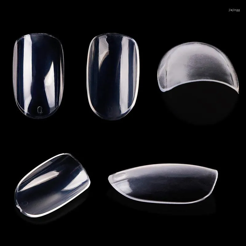 False Nails 600Pcs/bag Fake Nail Tips Acrylic Round Shape Full Cover Coffin Professional Art Transparent White Nature