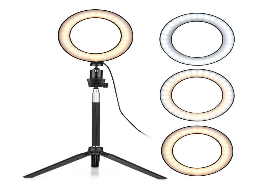 6 -Zoll -Mini -LED -Ring -Licht -Pographie -Lampe Dimmbare 3 Beleuchtungsmodi Mini Desktop Stativballhead f￼r Selfie -Pofrografie7034946