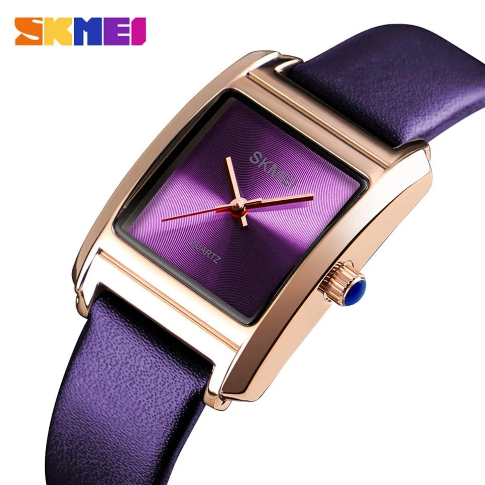SKMEI femmes montres Top marque de luxe en cuir véritable dames montre Quartz mode montre-bracelet reloj mujer montre femme 1432286q