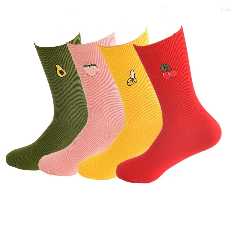 Meias masculinas outono inverno kawaii fruta feminina feminina garotas coloridas retrô de tubo curto colorido sox