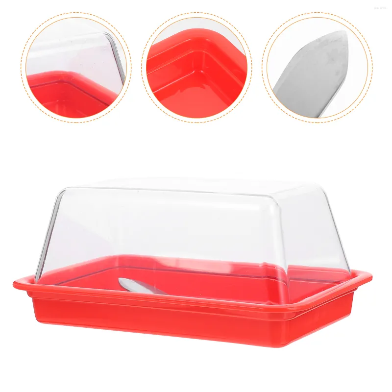 Plates Butter Dish Holder Cheese Dishescake Plate Container Tray Plasticbox Stick Fridge Dome Crock Server Saver Coveredcover Storage