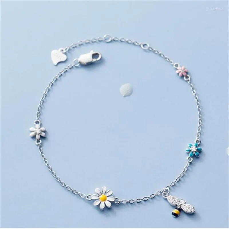 Link Bracelets Moda Tassel Zircon Daisy Bee Charm Brangelet Brange for Women Party Wedding Jewelry Acessórios Pulsera SL437