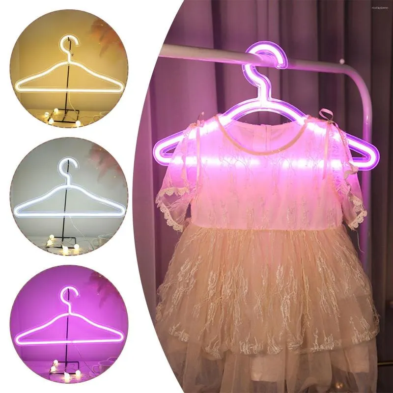 Hangers LED Hanger Neon Light Sign Glow Clothes Display Stand USB Powered For Fashion Clothing Shop Market Room Wall Rack