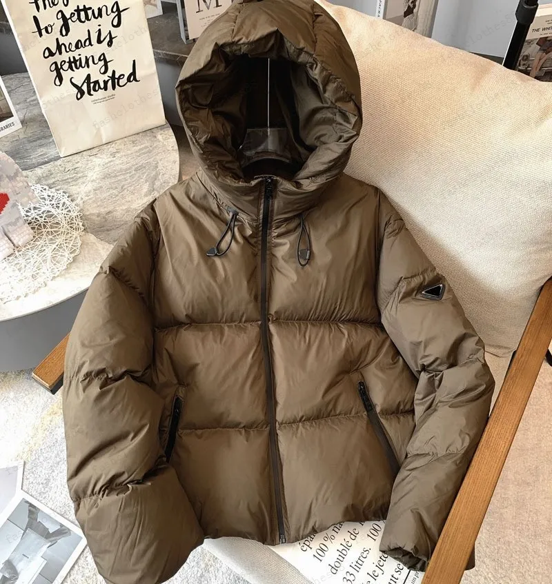 Klassieke merk damesjassen korte jassen met capuchon designer parka's mode omgekeerde driehoek heren jassen winter warm parker windjack