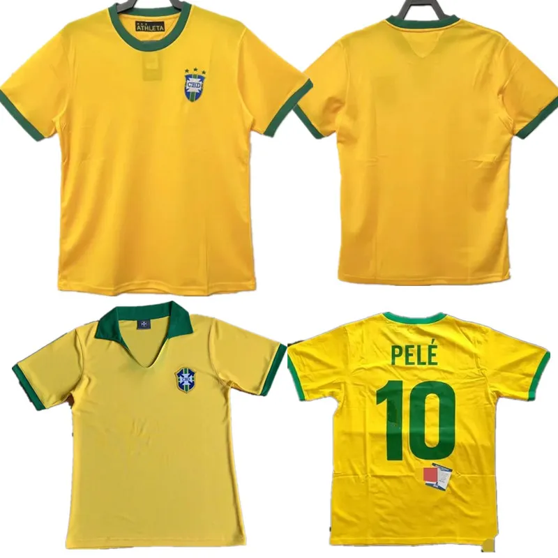 1957 1970 l PELE футбольные майки ретро рубашки Carlos camisa de futebol BraziLS