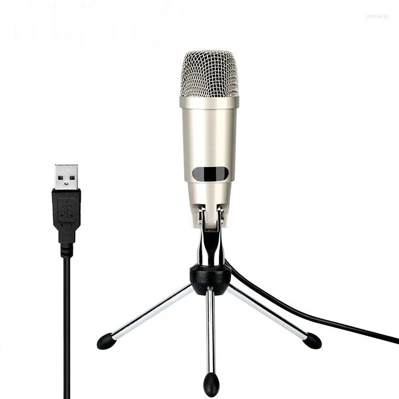 Микрофоны USB -микрофон конденсатор Профессиональный проводной студий караоке для компьютерного компьютера видеозаписи MSN с штативом Stand