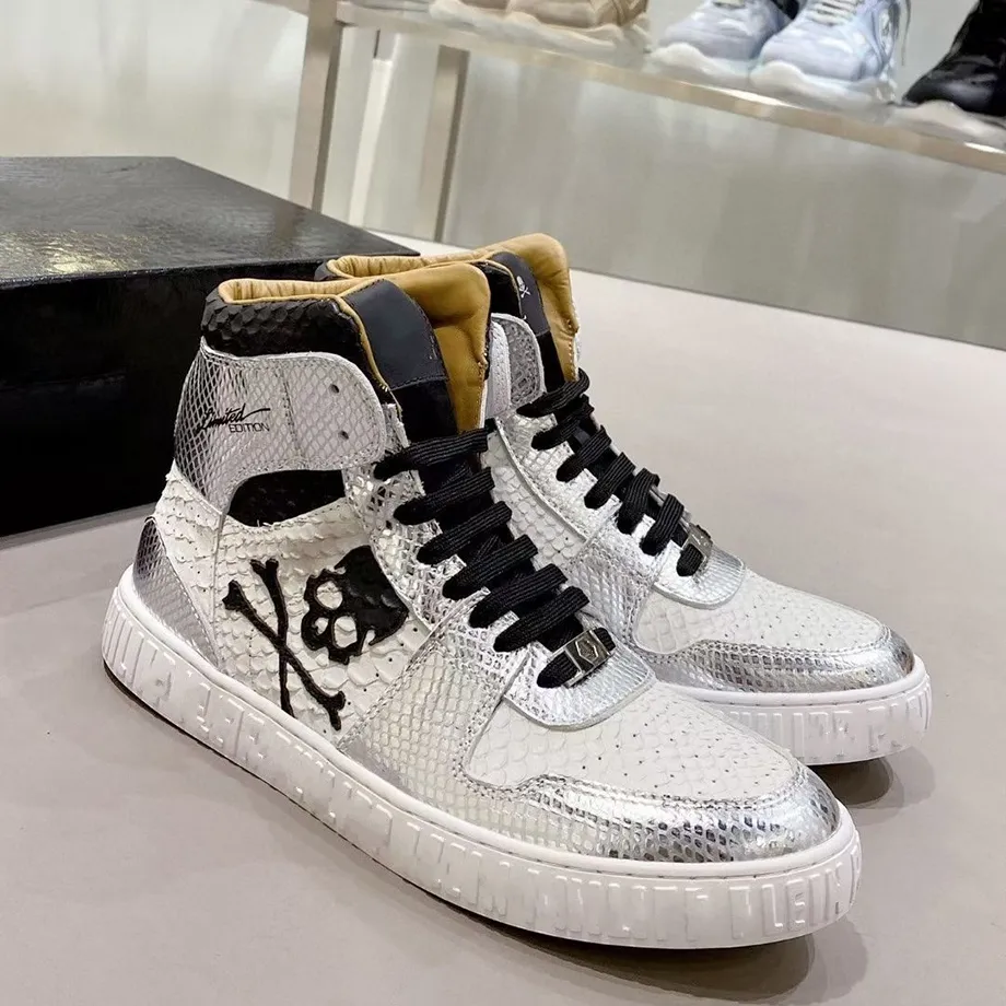 2023 Genuine Leather Glitter Snake Boots For Men For Couples High Tube