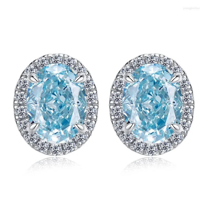 أقراط التدوير 2022 في 925 Sterling Silver Certified 6 8mm Sea Blue High Carbon Diamond Womenment Gromds Products