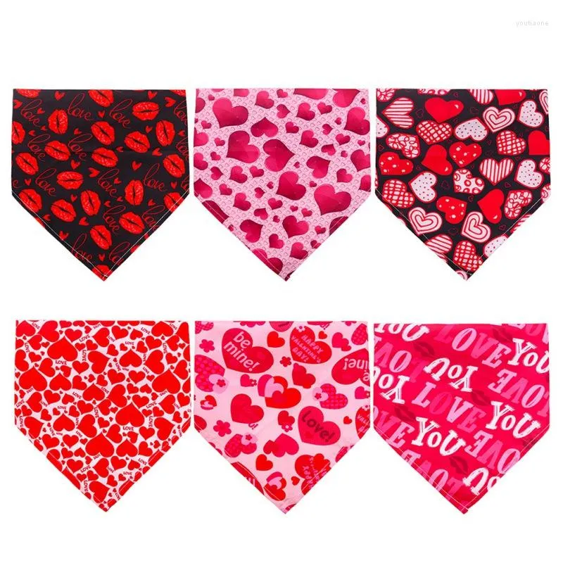 Abbigliamento per cani Bandana stampata San Valentino Amore Bandane per animali domestici Accessori per sciarpe per piccoli cuccioli