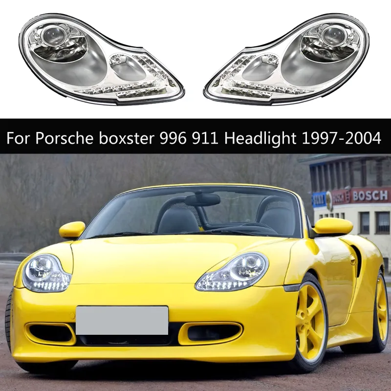 Faróis de carro Conjunto Frelair dinâmico Indicador de sinal de giro Lâmpada frontal para Porsche Boxster 996 911 LED faróis 1997-2004 Beam alto