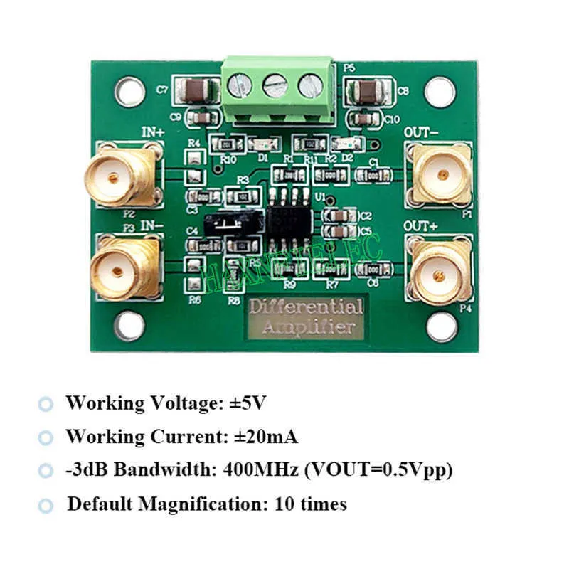 Modulo asimmetrico da 400 MHz con amplificatore operazionale ad alta velocità completamente differenziale