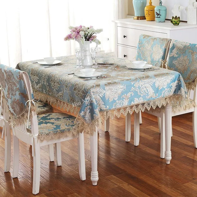 Table Cloth Tablecloths Blue Cover Jacquard Europe Luxury Embroidered Dining Coffee Chair Cabinet Flag