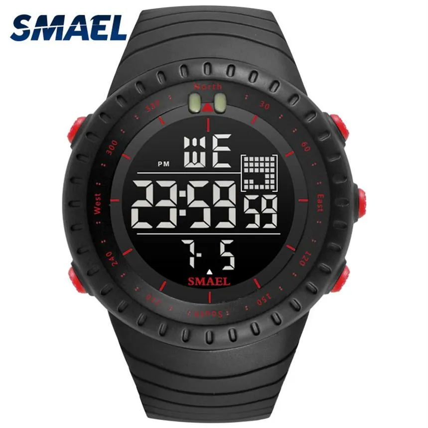 Smael Brand 2017 New Electronics Watch Analog Quartz Wristwatch Horloge 50 meter vattentät larm Mens Watches Kol Saati 1237293p