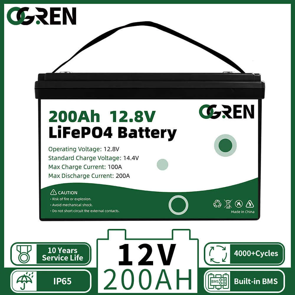LiFePO4 Battery Pack 12V 24V 100Ah 200Ah Lithium Iron Phosphate Deep Cycle Battery Built-in BMS for RV EV House Storage Off-Grid