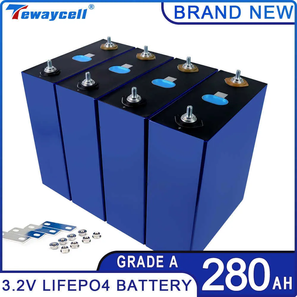 8PCS 3.2V 280AH LIFEPO4 충전식 배터리 팩 등급 A 새로운 리튬 철 포스페이트 프리즘 전력 태양 전지 RV 자동차 인버터