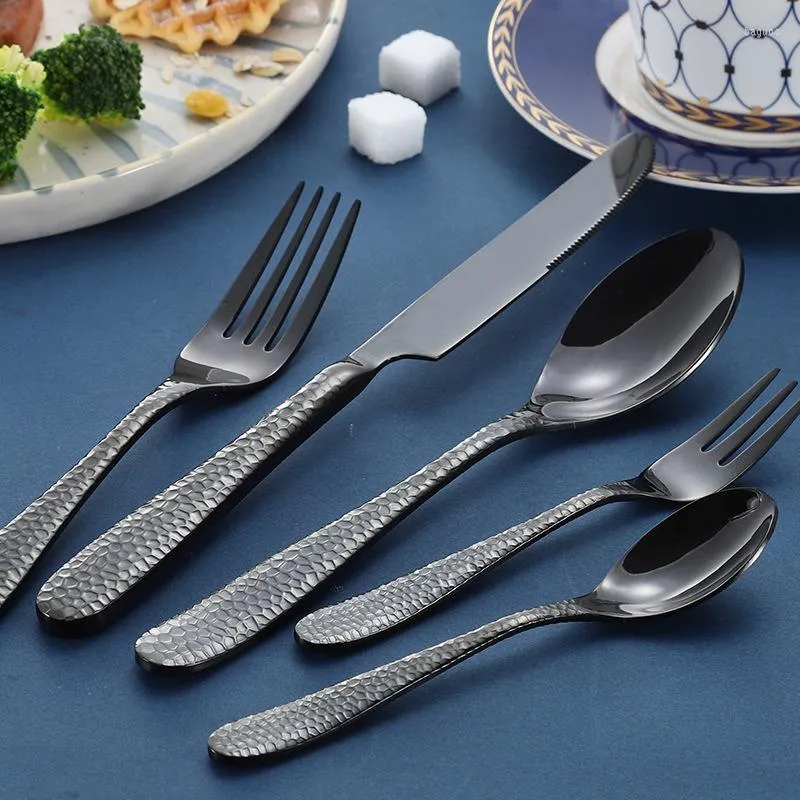Flatware Sets 5pcs Set Colorful Stainless Steel Water Drop Design Cutlery Fork And Spoon Tablewear Dinning Silverware Dinner