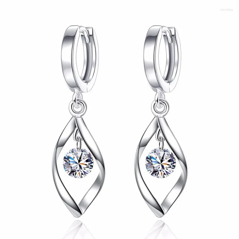 Boucles d'oreilles créoles S925 argent boucle d'oreille cristal ajouré spirale vague pour les femmes cadeau de mariage dame fille bijoux de mode