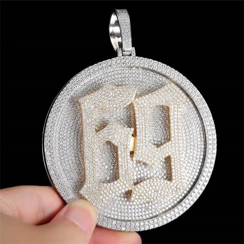 Coole mannen draaien sieraden goud vergulde heren hiphop bling sieraden geschenk bling cz iced out nummer 69 ronde hanger ketting