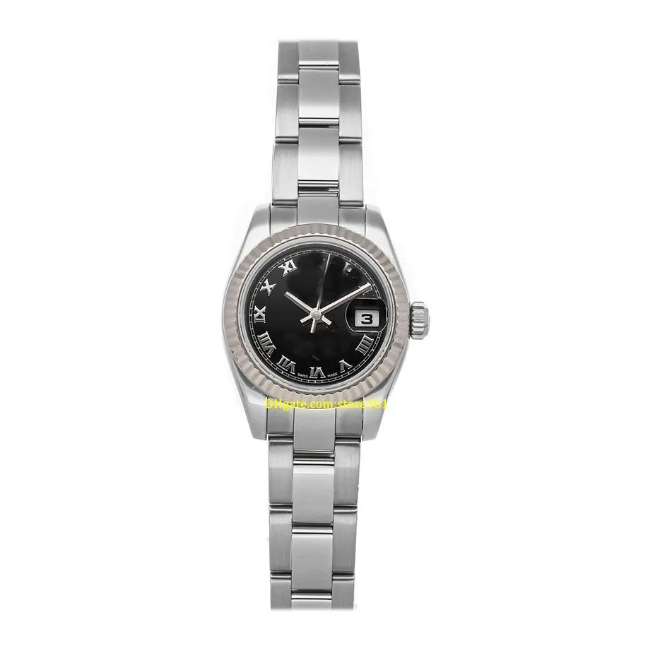20 Stil Casual Dress mechanische automatische Armbanduhren schwarzes Zifferblatt 26 mm Stahl Gold Damenarmbanduhr 179174294r