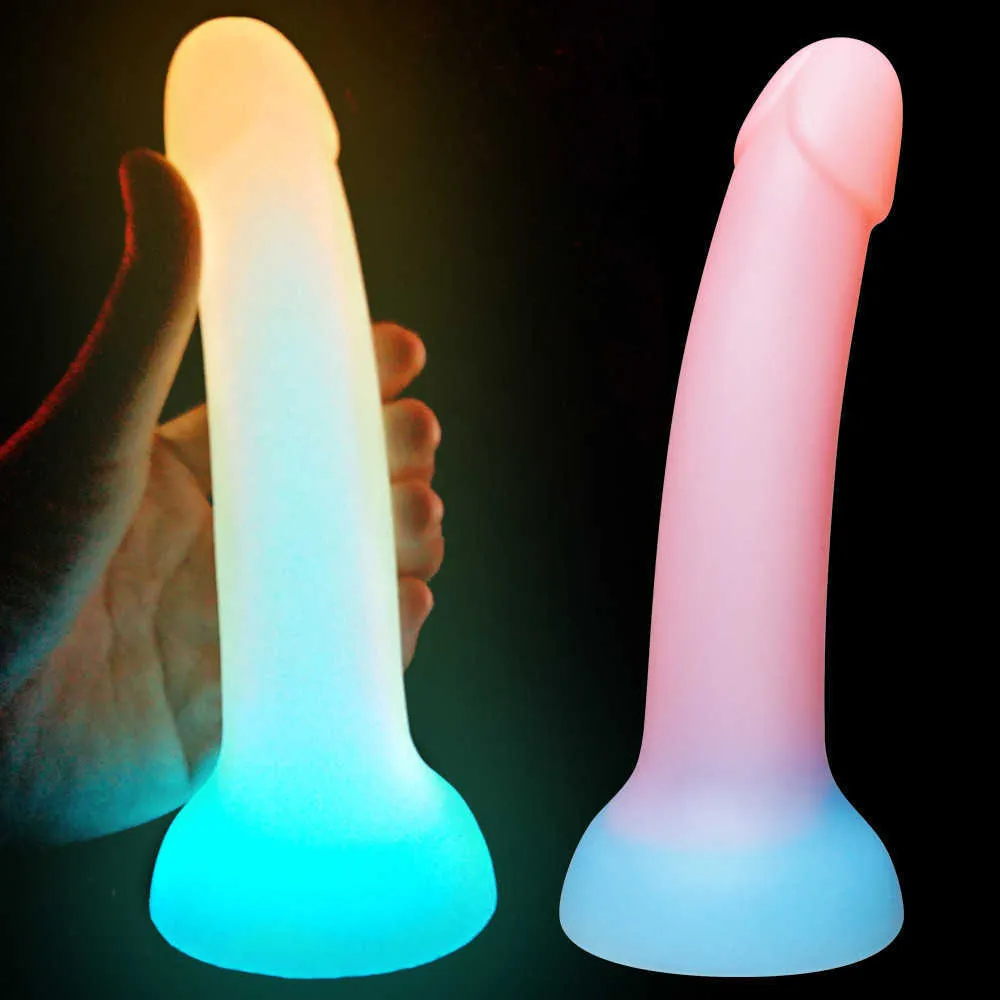 Beauty Items Realistic Dildo Suction Cup Luminous Anal Plug Fake Penis Masturbator Vagina Massage sexy Toys for Couples Women