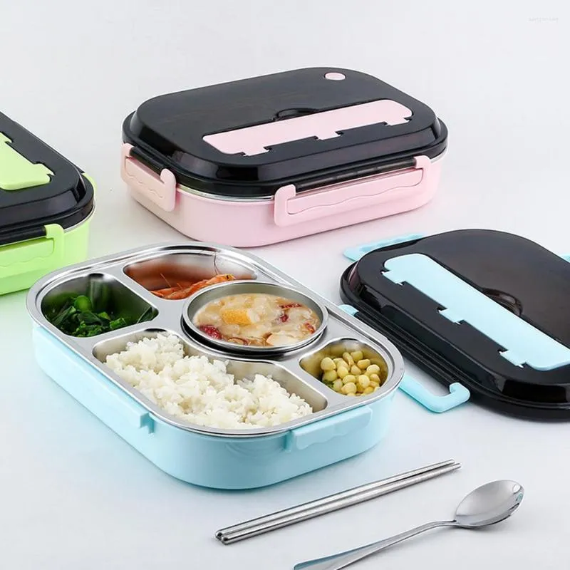 Set di stoviglie Contenitore per pranzo termico in plastica in acciaio inossidabile Contenitore Bento Cucina Bambino Studente Viaggio Picnic all'aperto Forno a microonde