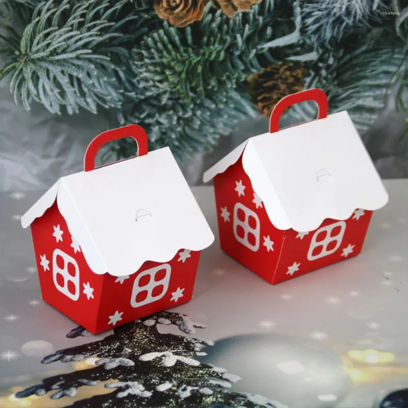 Gift Wrap Christmas Red Little House Candy Box Xmas Container Boxes for Festival Party 25st