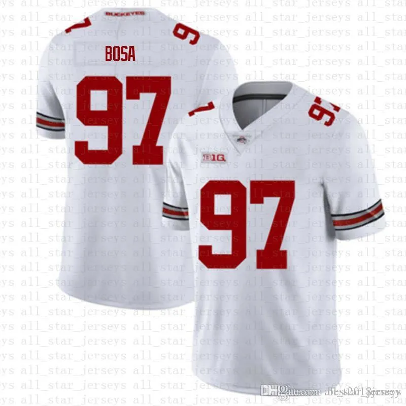 قمصان كرة قدم جديدة NCAA Ohio State Buckeyes 97 Nick Bosa 7 Dwayne Haskins Jr American Football Jersey Red White Tom Brady Saquon Barkley